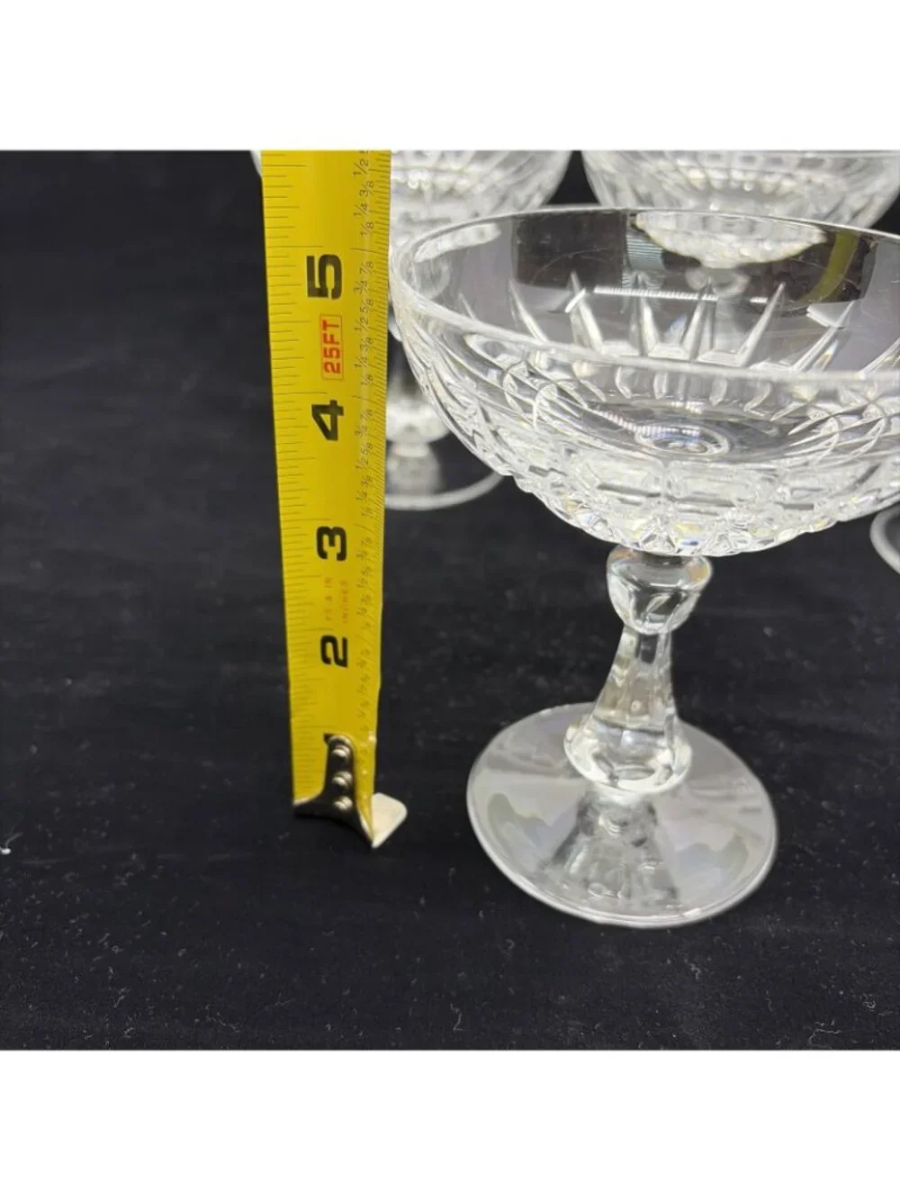 Vintage Nachtmann Astra Crystal Champagne Coupe Tall Sherbet Glasses Set of 4